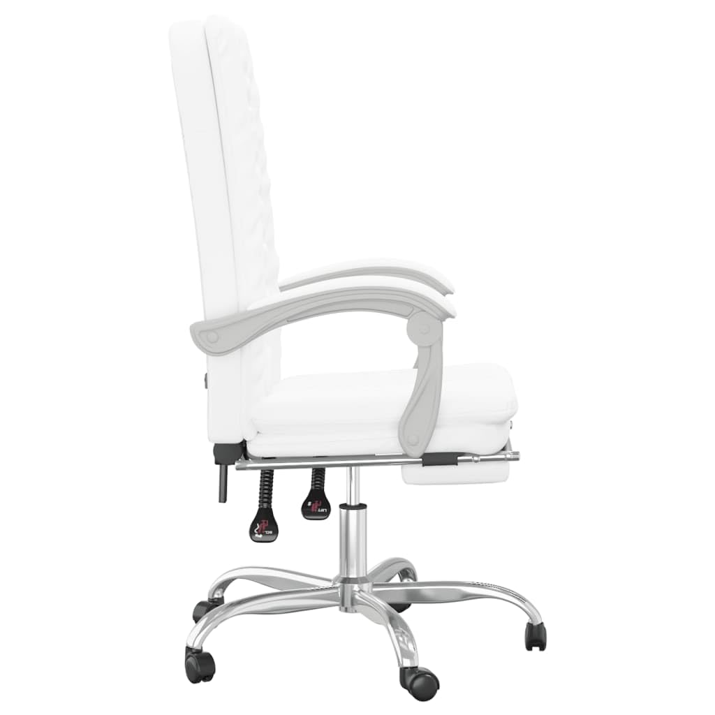 Krzesło biurowe z funkcją leżenia, białe, ze sztucznej skóry, ergonomiczne krzesło biurowe, krzesło gamingowe, nadaje się do sypialni, biura, pokoju zabaw.