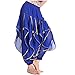 MUNAFIE Belly Dance Harem Pants Tribal Arabic Halloween Pants with Gold Trim US0-14 Navy Blue