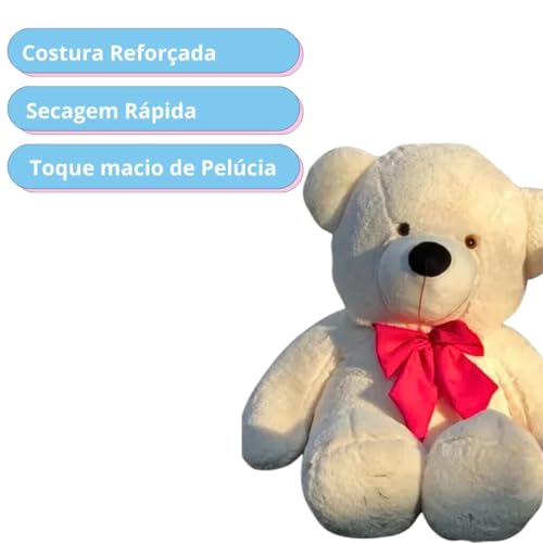 Urso de Pelúcia Grande Teddy 50 cm, Antialérgico (Doce de Leite)