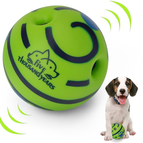Interactive Giggle Ball Squeaky Toy for Dogs - Keep Your Dog Happy All Day Chewing Ball for Training & Herding Indoor & Outdoor Safe - Green 3.46 Inch