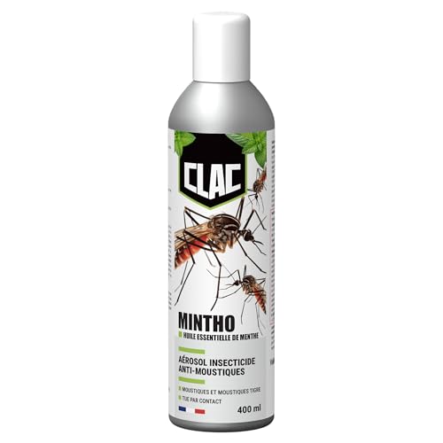 Clac® Aérosol Anti Moustiques 400ml - Insecticide Moustiques & Moustiques Tigre - Action Rapide - Huile Essentielle de Menthe - Fabrication Française - Usage Maison & Extérieur - MINTHO