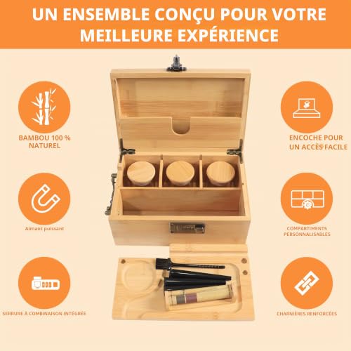 Boîte en bambou décorative haut de gamme et verrouillable