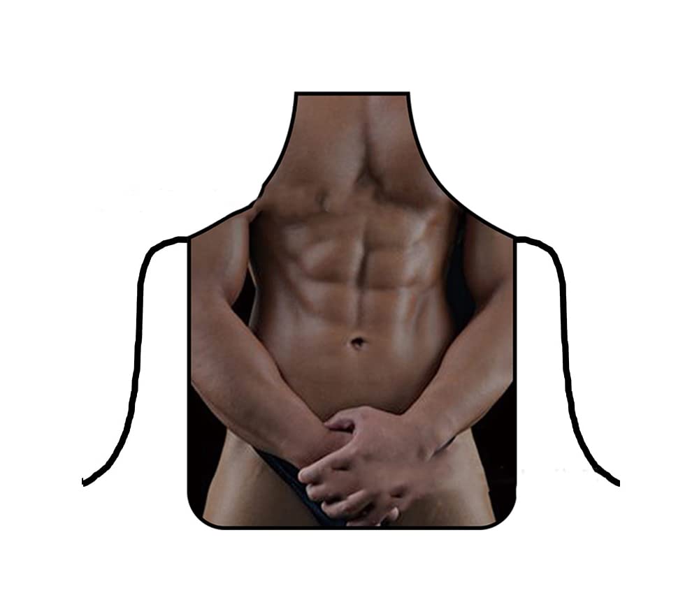 Delantal Divertido,Divertido Delantal Novedoso Sexy Delantal de Cocina Superhombre Delantales de Hombre y Mujer para Parej Fiesta Vacaciones 28 * 21 Pulgadas