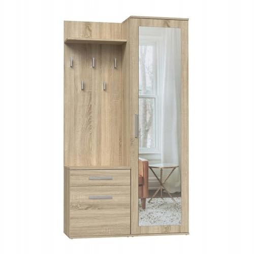 TRESICE FRANCE Armario Milano con espejo 180 x 50 x 35 cm Madera Sonoma