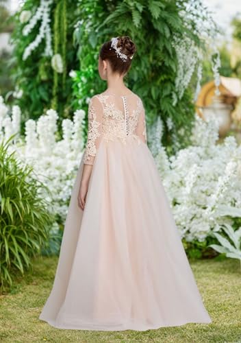 Lace Applique Flower Girl Dress for Wedding Junior Bridesmaid First Communion Dress for Kids Pageant Party Gown3