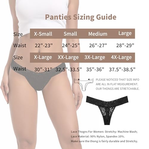 Image of Cotton Thongs For Women, Lace Thongs For Women,10 Pack Size XS to 5XL | Delicate Floral Lace Trim,Buttery Soft Stretch Waistband,Minimal Thong Cut,Daily Everyday Wear,Value Multipack Lingerie