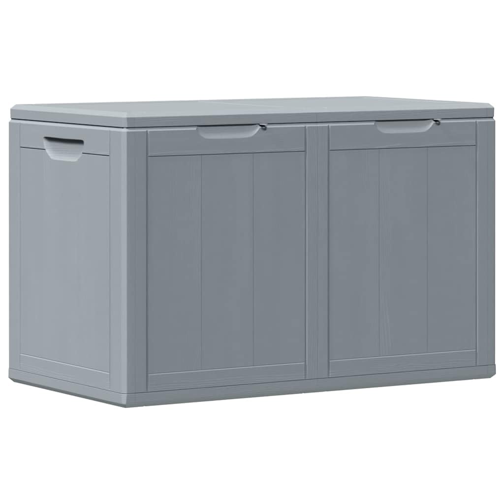 JHQHSM 180L Grey PP Wood Look Garden Storage Box for Patio, Terrace, and Indoor Decor, Lightweight Weather-Resistant Chest for Cushions and Pillows