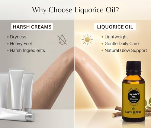 Image of Earth N Pure Liquorice Oil (Mulethi) 100% Pure & Natural for Skin Brightening & Dark Spots - for Face, Hair Care & Aromatherapy - Cold Pressed- 15ml