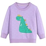 Little Hand Toddler Girls Dinosaur Sweaters Cute Fashion Sweat Shirt Kids Long Sleeve Purple Tops for 7 8 Years