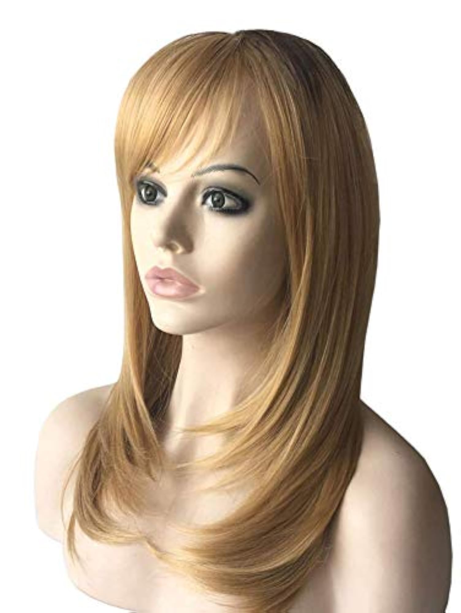 Medium Length Golden Blonde Hair Wig for Women
