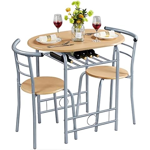 Yaheetech Compact Dining Set with Wine Rack Cover