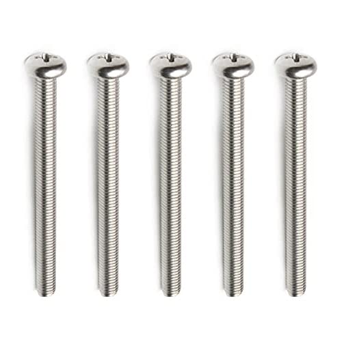 MroMax 10Pcs M5 x 60mm Pan Head Phillips Machine Screws, 304 Stainless Steel 18-8, Fully Thread, Metric Silver Gray Cross Head Screws Bolts
