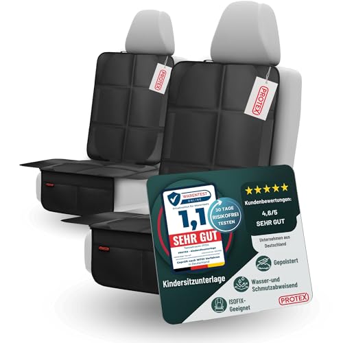 PROTEX© Kindersitzunterlage [Testsieger 2025] ISOFIX-geeignet | Wasserabweisender Polyester Stoff mit gepolsteter Sitzfläche… – Ansicht 1