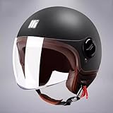 Casco De Moto De Cara Abierta 3/4, Casco Retro De Viaje, Medio Casco con Visera para El Sol, Casco Ligero Vintage para Hombres Y Mujeres, Aprobado ECE para Las Cuatro Estaciones G,54-62CM