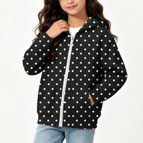 Kiavfrkp Cute Hoodies for Girls Fleece Full Zip Polka Dot Hooded Sweatshirt - image 6