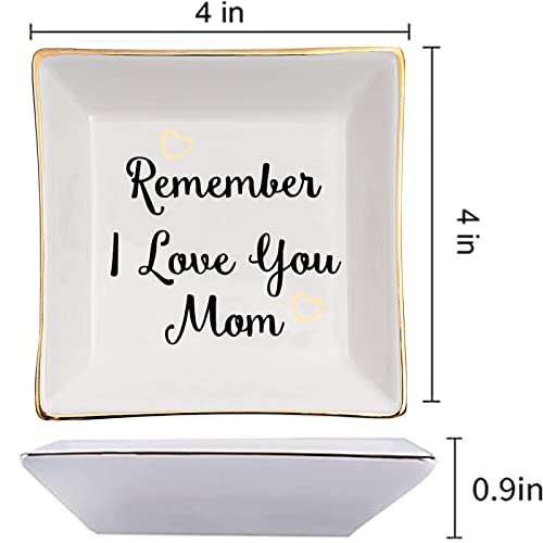 Sadaunbe Gift For Mom From Daughter Or Son, Remember I Love You Mom, Mother's Day, Christmas, Thanksgiving, Birthday Gift For Mother, Ceramic Ring Dish Decorative Jewelry Tray #TOP1