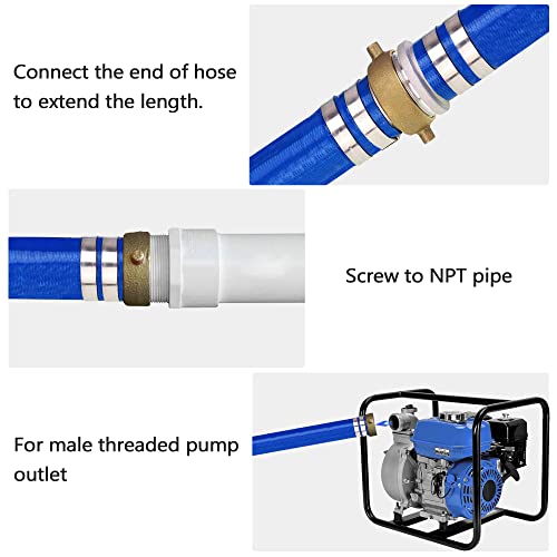 DAVCO 1.25" ID x 50 ft Pool Backwash Hose, Heavy Duty Reinforced Blue PVC Lay Flat Water Discharge Pump Hoses For Swimming Drain Pools and Clean Filters, With Aluminum Pin Lug Fittings by DAVCO - Image 7