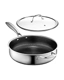 HexClad 3.3 Quart Hybrid Nonstick Deep Sauté Frying Pan with Lid, Dishwasher and Oven-Safe, Induction Ready, Compatible with All Cooktops