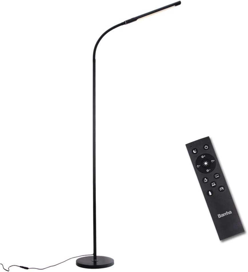 Barrina LED Floor Lamp for Reading, Dimmable and Color Adjustable, 3000K-5500K, 12W, with Remote Control Sensor Touch Switch, Flexible Standing Light for Living Room, Bedroom, Office, Black