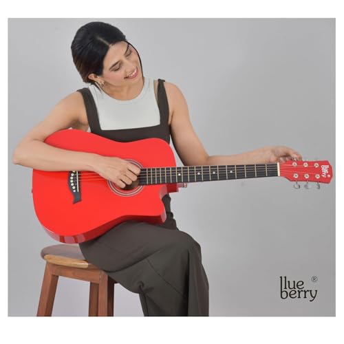 Image of Renewed BLUEBERRY B-38C Acoustic Guitar Kit with Bag, Strap, One Pack Strings And 2 Picks 38 Inch(Raspberry)