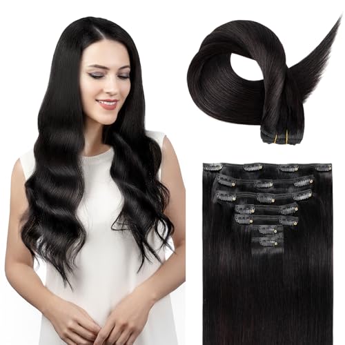 Extensions cheveux humains à clip 35cm contre les cheveux fins et plats