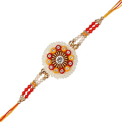 Image of eCraftIndia Bhaiya Bhabhi Designer Rakhi and Roli Chawal Pack