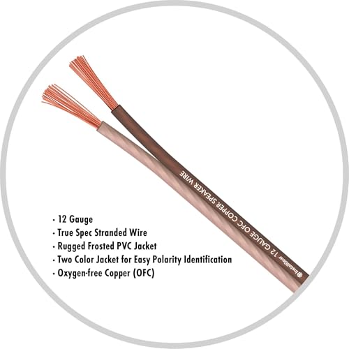 InstallGear 12 Gauge Speaker Wire - 99.9% Oxygen-Free Copper - True Spec and Soft Touch Cable (100-feet)