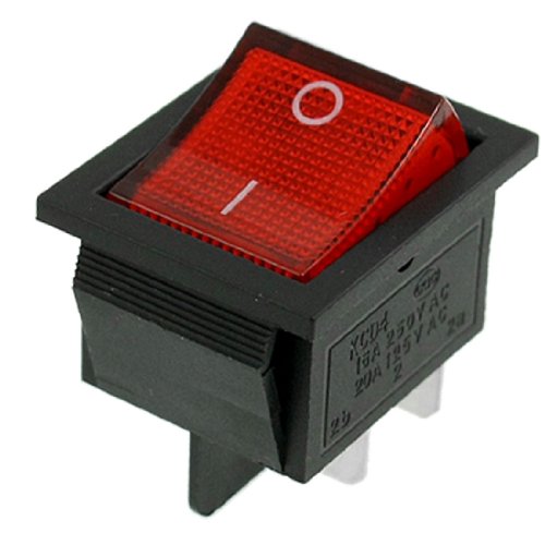 uxcell Red Light DPST ON/OFF Snap in Boat Rocker Switch 16A/250V 20A/125V AC 30x21mm