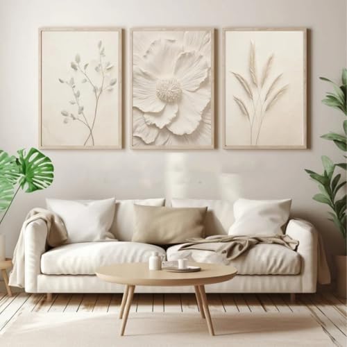 champracer Lot de 3 posters - Beige - Décoration moderne - Aesthétique - Toile - Images décoratives pour salon, chambre à coucher - Sans cadre - 40 x 50 cm
