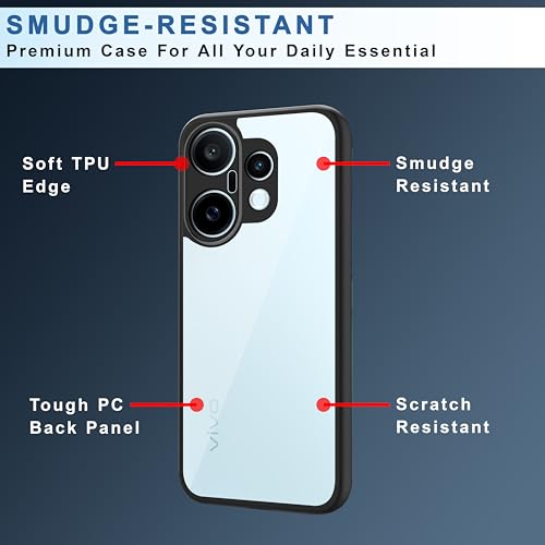 Image of CEDO Backcover for Vivo X200 Fe (5G) | Camera Protection Bump Shockproof Edge | Ultra Hybrid Transparent Acrylic Clear TPU+PC Hard Backcase Cover (Black)