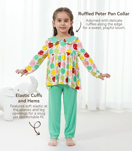 Image of Toddler Girls' Clothes-Viscose from Bamboo, Long Sleeve Ruffle Top with Pant Sets for Kids 2Pcs Fall Outfits 2T-6Y