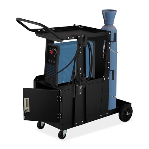 Relaxdays Chariot de Soudure, 3 Niveaux, 1 Porte, supporte jusqu'à 110 kg, HxLxP 89 x 47 x 97 cm, Noir