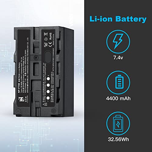 Soonpho Np-F750 Li-Ion Battery Fast Charger Set, Dual-Channel Fast Charger With 2-Pack 4400Mah Replacement Batteries Compatible For Sony Camcorder/Camera, Led Video Light And Field Monitor #TOP3