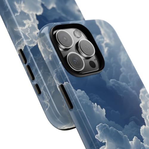 Coque iPhone 16 Pro Max protection résistante motif nuage bleu 3D antichoc