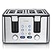 Produktbild Arendo - Toaster 4 Scheiben Edelstahl - mit Brötchenaufsatz - 4 Schlitze - LED Anzeige Restzeitanzeige  Doppelwandgehäuse - Defrost Funktion - Krümelschublade - 6 Bräunungsgrade - Silber Edelstahl