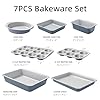 CAROTE 7-Piece Nonstick Stackable Baking Pans Set - Bakeware Sets Including Cookie Sheets for Baking, Muffin Pan, Bread Pan, Cake pan, Loaf Pan, Roasting Pan, Gray & Blue #1