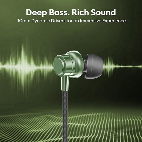 Image of Bluetooth Neckband Earphones, Bluetooth V5.4, 25+ Hours Playtime, C-Type Fast Charging Port, Multi-Function Integrated Controls, Green