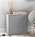 Price comparison product image URBNLIVING 2 Tier Wooden Storage Cabinet (Grey Cabinet + Grey Doors), H 60 W 60 D 30, (FP-634)
