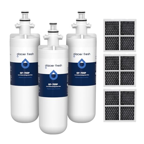 GLACIER FRESH for LG LT700P Refrigerator Water Filter, Replacement for LT700PC, ADQ36006101, ADQ36006102, RWF1200A, Kenmore 9690, AGF80300801, LFXC24726S, LMXS27626S and LT120F Air Filters,