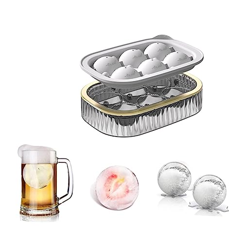 mecaponn 製氷皿 丸氷 アイスボールメーカー 大きい氷 製氷機 溶けにくい 6個取り 透明氷 家庭用 アイス ビール ウイスキー ハイボール アイスクリーム ジュース (ホワイト)