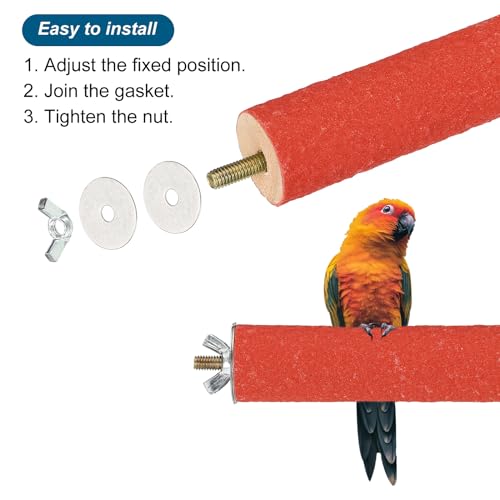 Image of PATIKIL 1.1x5.5 Inch Bird Cage Perch, Parrot Stand Paw Grinding Stick Bird for Parakeet Cockatiel Cage Accessory, Red