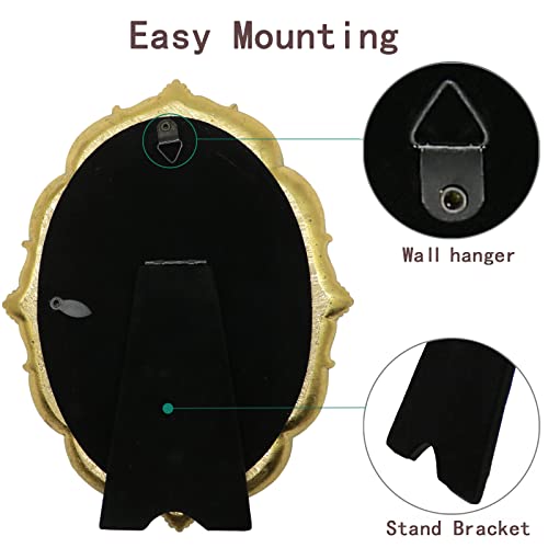 Blybh Vintage Oval Picture Frame 2.5X3.5 Retro Photo Frames, Tabletop & Wall Hanging Ornate Antique Picture Frame With High Definition Glass, Gold #TOP2