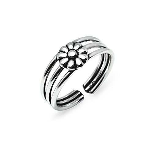 Silverline Jewelry 925 Sterling Silver Toe Ring, Daisy Flower Hawaiian Adjustable Open Toe Band Ring