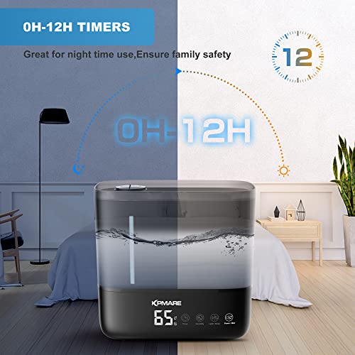 Humidifiers For Bedroom, 4L Cool Mist Humidifiers With Essential Oil Diffusers & Nightlight, Ultrasonic Top Fill Air Humidifier Auto Shut For Baby Room, Home, Plants, Women Mom Gifts Idea (Dark Black) #TOP5