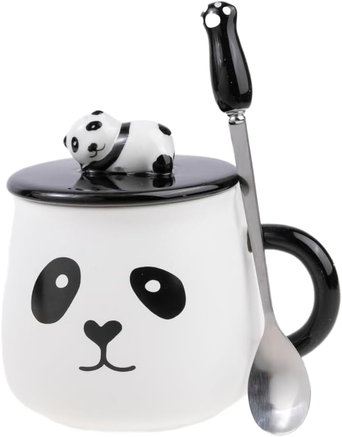 Funny Panda Mug - Panda Collection - 15oz - 3D Panda Lid Panda Paw Spoon - Porcelain Metal - Coffee, Tea, Chocolate, Cappuccino - Original Gift Idea - China Asia