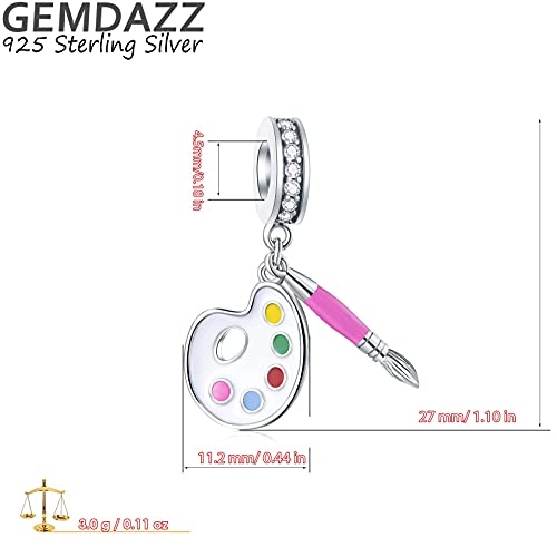 Artist Palette And Paint Brush Charms, With Colorful Enamel Fits Pandora Women Art Bracelet, 925 Sterling Silver Cz Draw Your Dream Pendant Beads, Gift For Graduation/Birthday/Children #TOP2