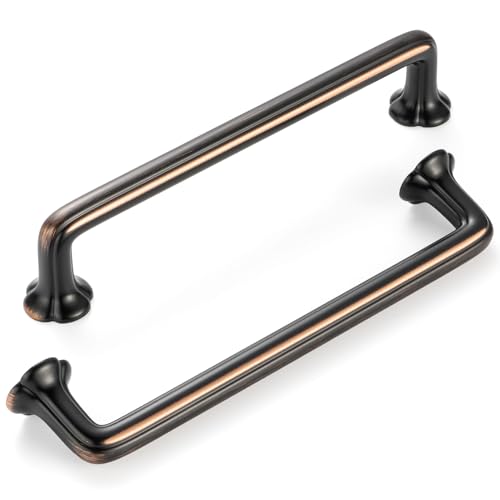 ASKANO 10 Pack 5 Inch Hole Centers, Oil Rubbed Bronze Cabinet Pulls Brushed Bronze Cabinet Handles Bronze Kitchen Hardware for Cabinets 2502 Drawers Bedroom Dresser Bathroom Vanity Cupboard Closet by ASKANO - Used condition - Image 2