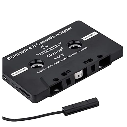 CICMOD Car Audio Cassette Adapter Tape BT4.0 Aux Receiver for iPhone iPod Android Samsung Black
