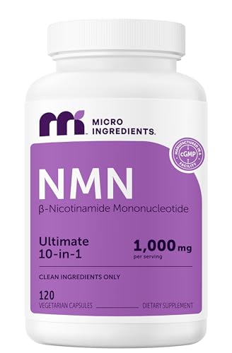 Image of Micro Ingredients NMN Complex 1000mg Per Serving, 120 Veggie Capsules | 10-in-1 with Nicotinamide Mononucleotide, Resveratrol, CoQ10, Quercetin & Glutathione | NAD+ Supplement Precursor | Filler Free