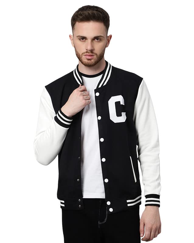 Image of BE SAVAGE Men's Cotton Blend Standard Length Varsity Jacket